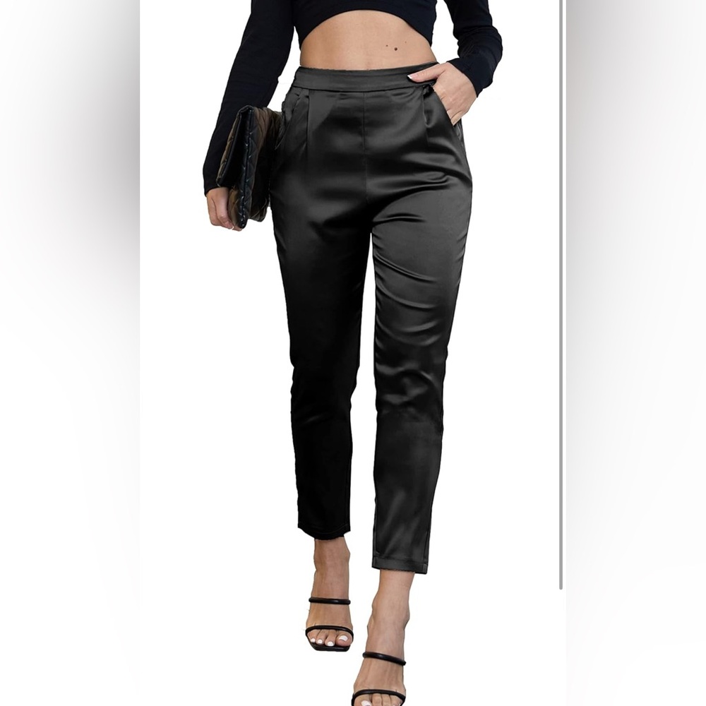 satin black pants